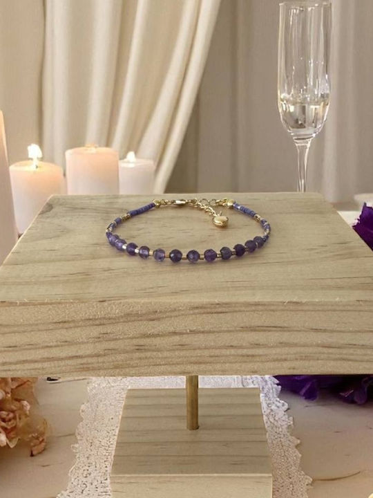 Brățară Elegantă Argint Placat Cu Aur Cu Cristale Ametist Mov Miyuki