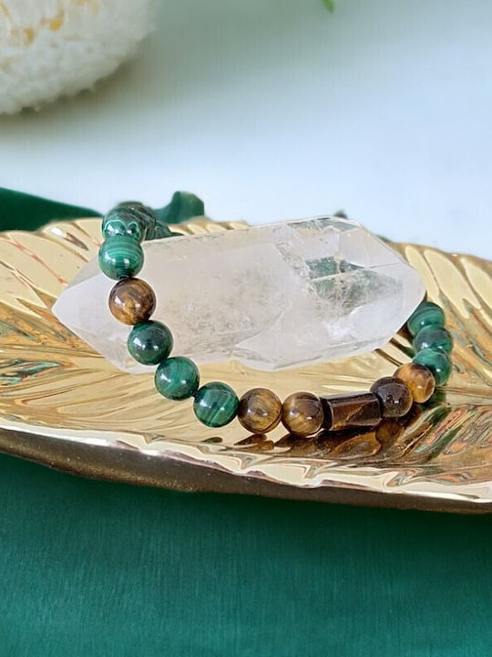 Men's Hajari Bracelet Made Natural Malachite Crystals Tiger's Eye