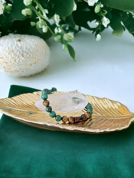 Men's Hajari Bracelet Made Natural Malachite Crystals Tiger's Eye