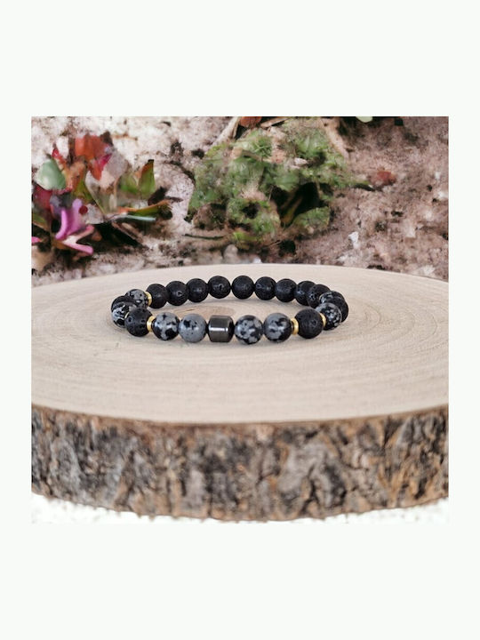 Brățară Pentru Bărbați Jay Din Hematit Fulgi De Zăpadă Obsidian Pietre Vulcanice Mărgele 8mm Brățară Pentru Bărbați Jay Din Hematit Fulgi De Zăpadă Obsidian Pietre Vulcanice Mărgele 8mm