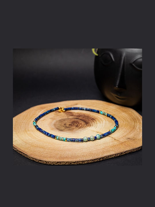 Nirmay Colier Choker Din Pietre Naturale Jasper Sediment Placat Cu Aur 14k Închizătoare Din Argint 925
