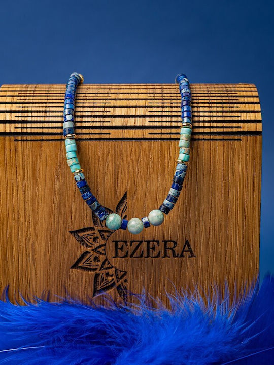 Nirmay Colier Choker Din Pietre Naturale Jasper Sediment Placat Cu Aur 14k Închizătoare Din Argint 925