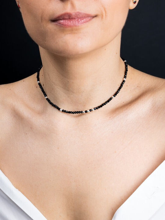 Colier Choker Blake Din Spinel Negru Pietre Semiprețioase Accesorii Sistem Închidere Argint 925 Colier Choker Blake Din Spinel Negru Pietre Semiprețioase Accesorii Sistem Închidere Argint 925
