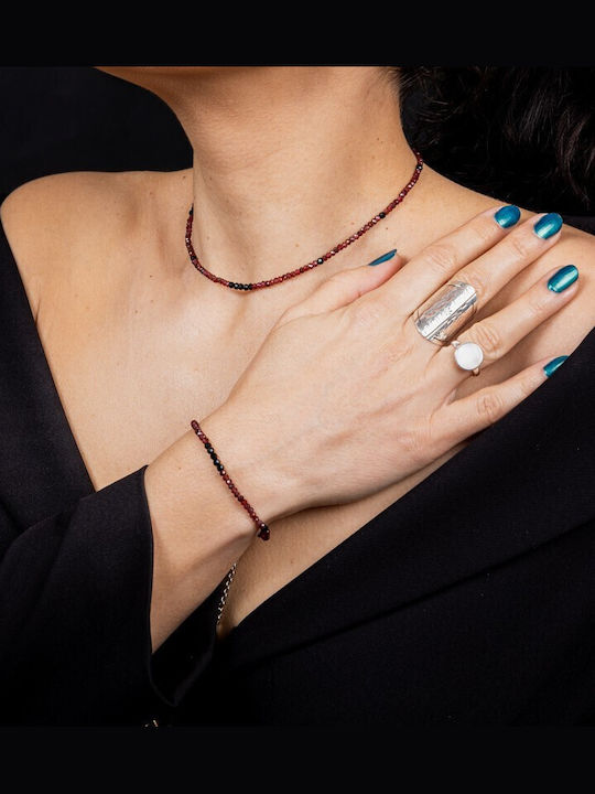 Colier Choker Ania Din Spinel Negru Granat Pietre Semiprețioase Închizătoare Argint 925