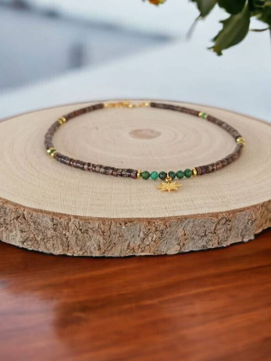 Colier Choker Erin Smarald African Discuri De Sediment Marin Din Argint Plăcut Cu Aur Pandantiv Steaua Nordului