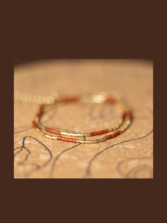 Colier Cu Piatra Semiprețioasă Jasper Roșu Choker Elegant Din Piatră Naturală Vania Sunstone Miyuki Seed Placat Cu Aur 18k
