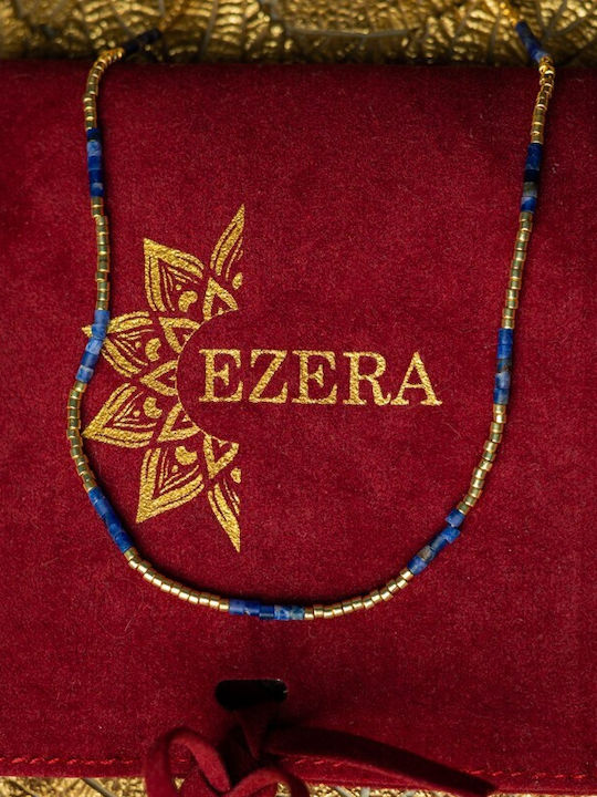 Colier Elegant Choker din Piatră Naturală Sodalit Semi-prețioasă Placat Cu Aur 18k Vania