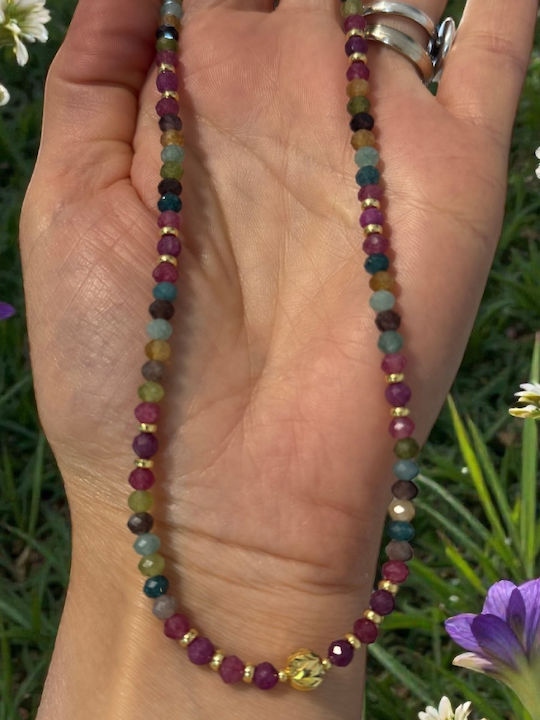 Colier Vesel Multicolor Din Argint Placat Cu Aur Accesorii Reglabile