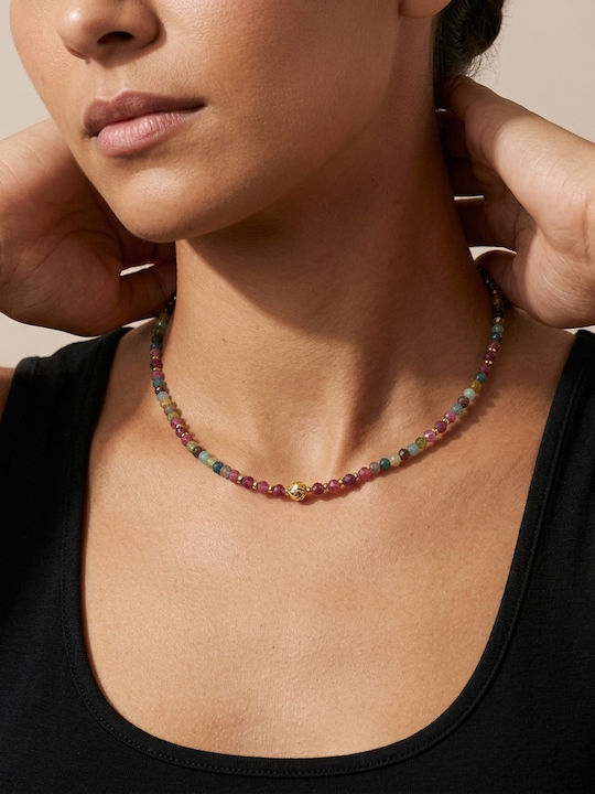 Colier Vesel Multicolor Din Argint Placat Cu Aur Accesorii Reglabile