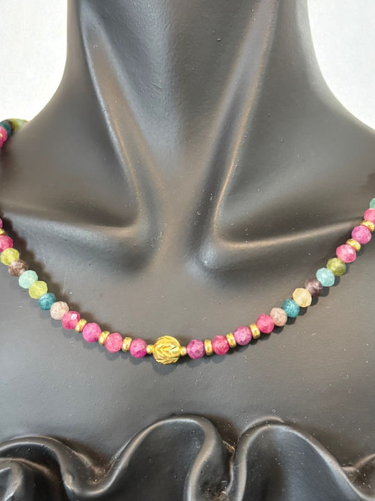 Colier Vesel Multicolor Din Argint Placat Cu Aur Accesorii Reglabile