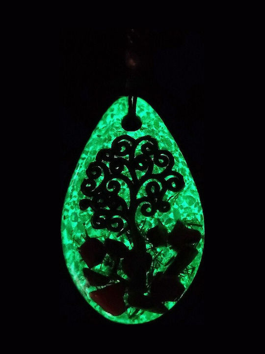 Ezera Leuchtender Orgone Anhänger Baum Leben Tigerauge Rote Koralle