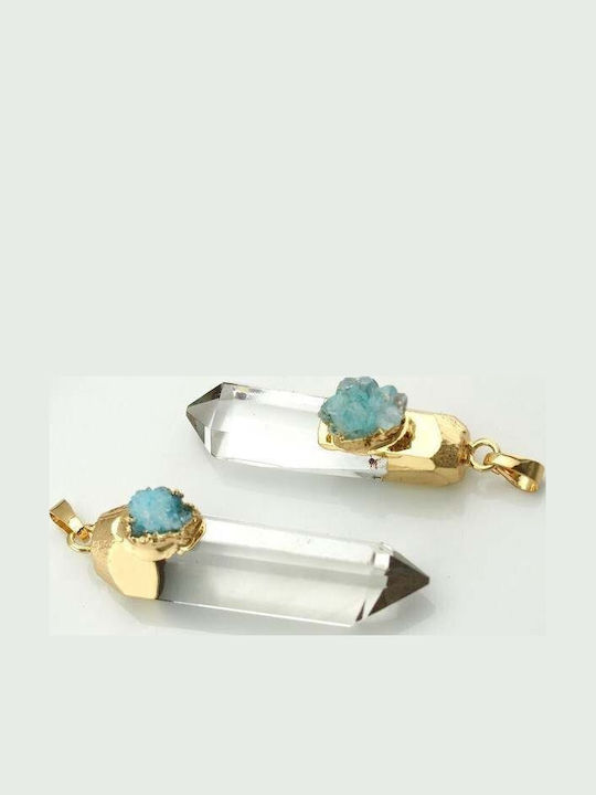 Colier Ira Cristal Pandantiv Cristal De Stâncă Cuarț Transparent Punct Cuarț Placat Cu Aur 18k Druzy Agat