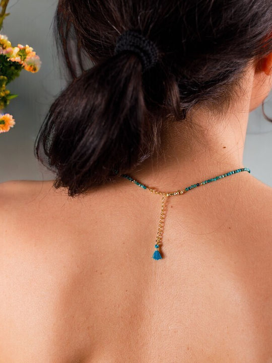 Colier Choker Din Alamă Cu Pietre Semiprețioase Turcoaz Natural Colier Choker Din Alamă Cu Pietre Semiprețioase Turcoaz Natural
