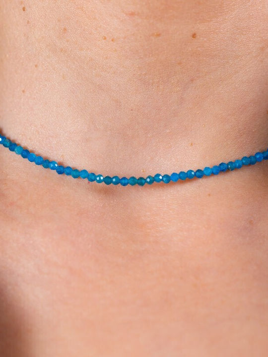 Colier Choker Din Alamă Cu Pietre Semiprețioase Apatit Natural