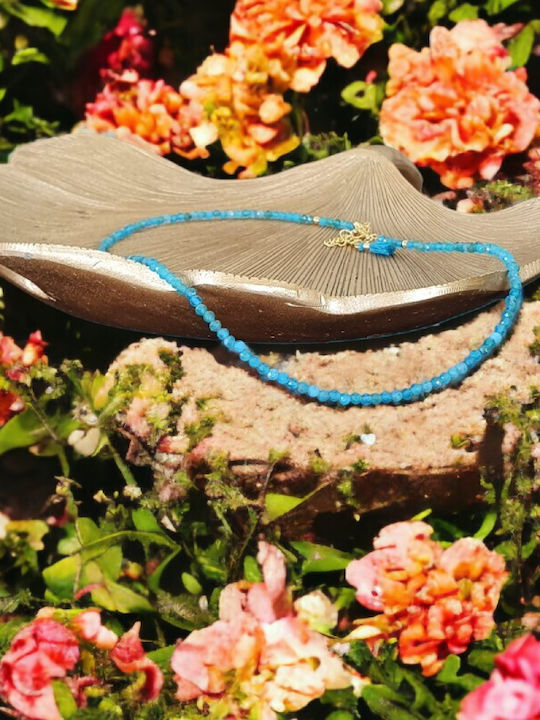 Colier Choker Din Alamă Cu Pietre Semiprețioase Apatit Natural