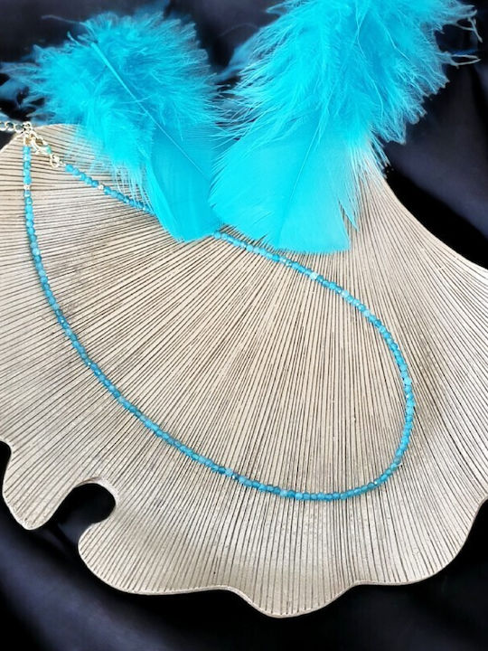 Colier Choker Din Alamă Cu Pietre Semiprețioase Apatit Natural