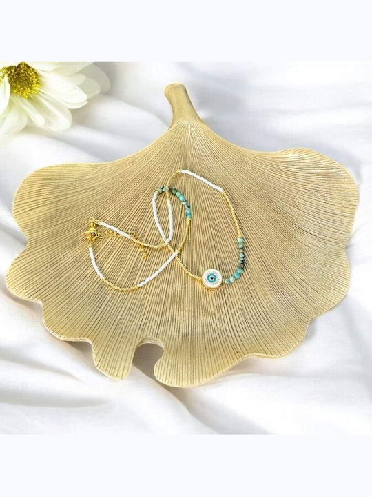 Miyuki Bead African Turquoise Enlai Necklace Evil Eye Gold Plated