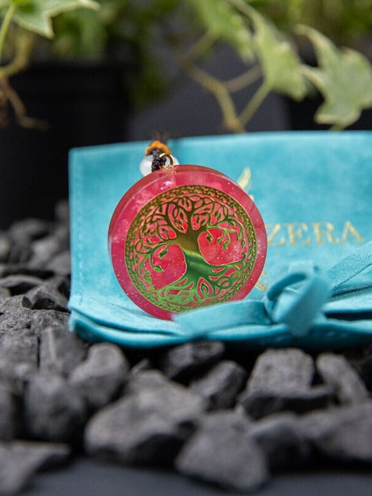 Orgonic Pendant “agni” In Rose Crystal Tree Life Symbol 3.6cm