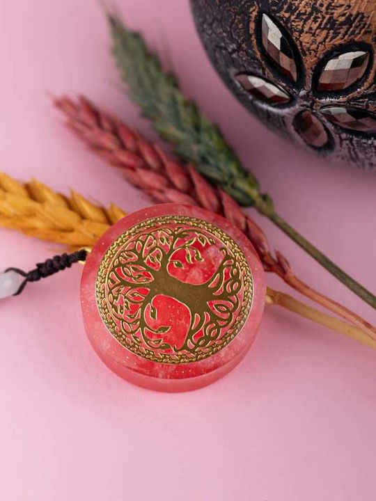 Orgonic Pendant “agni” In Rose Crystal Tree Life Symbol 3.6cm