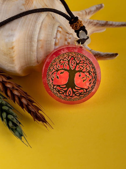Orgonic Pendant “agni” In Rose Crystal Tree Life Symbol 3.6cm