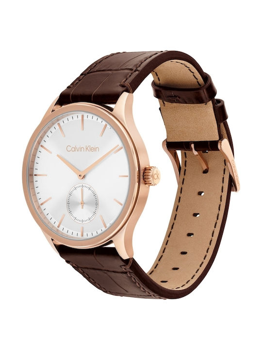 Calvin Klein Tailored Tailored Ceas Bărbătesc 42mm Cu Baterie Cu Curea Din Piele Argintie