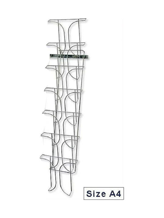 Стенно Монтиран Калъф За Списания Сребрист 25x12x120см