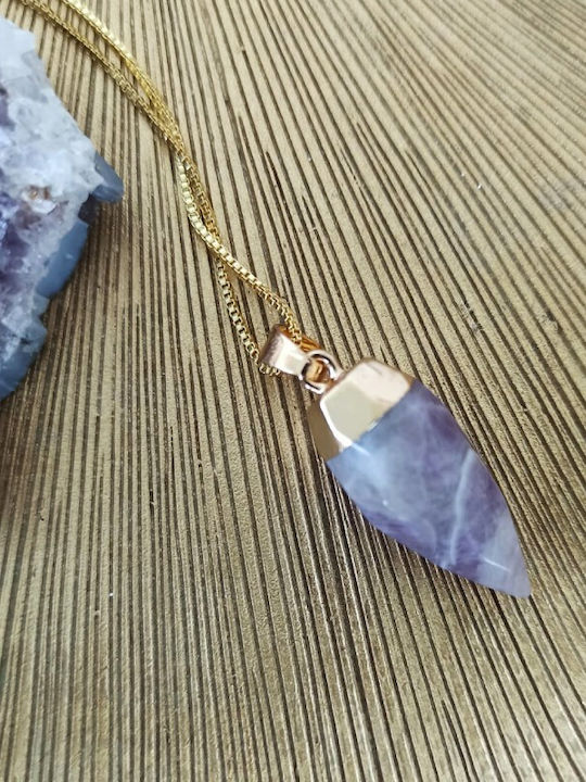 Amethyst Kristall Halskette Facettierte Träne Form Vergoldet