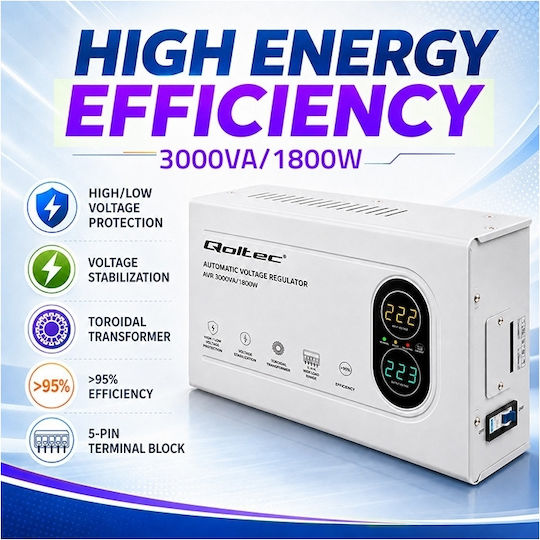 Qoltec Stabilizator de tensiune Compact 3000VA