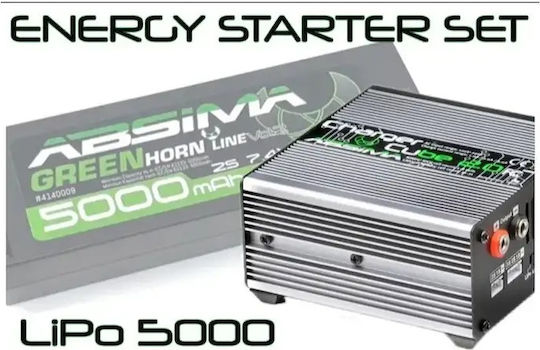 Absima Cube 2.0 Charger Set + Lipo 2s 5000mah 50c T-plug Battery 4200032