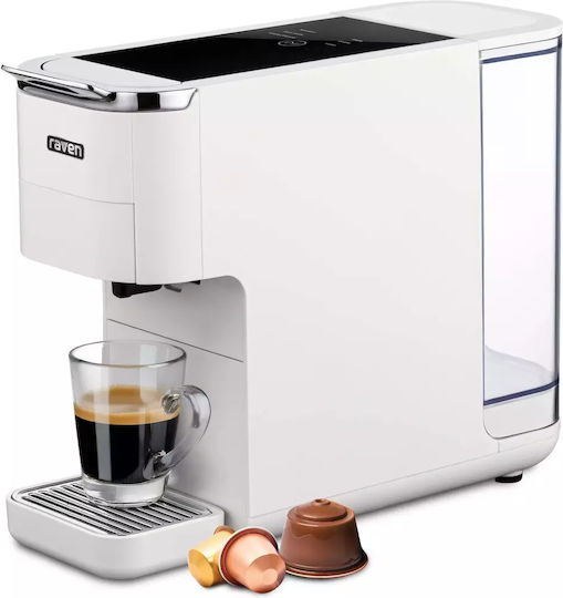 Raven Καφετιέρα για Κάψουλες Nespresso Πίεσης 19bar Λευκή