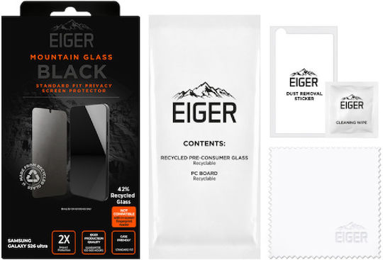 Eiger Защитно Фолио Galaxy S26 Ultra Anti-spy Закалено Стъкло 2.5d Прозрачно Черно