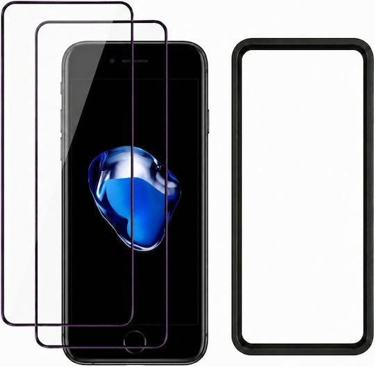 3mk 2-pack 9h Tempered Glass Iphone 7 Hardy Hardura Applicator Frame Black Transparent