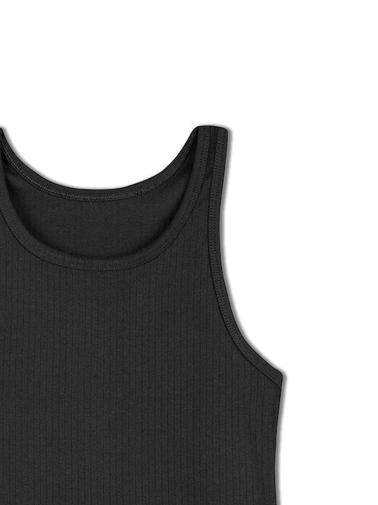 Women's Crop Cotton Top with Spaghetti Straps Black