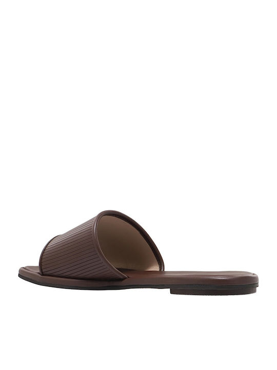 Leather Women's Flat Sandals Brown Aglaia