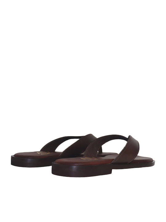 Leder Flache Sandalen Für Damen Braun