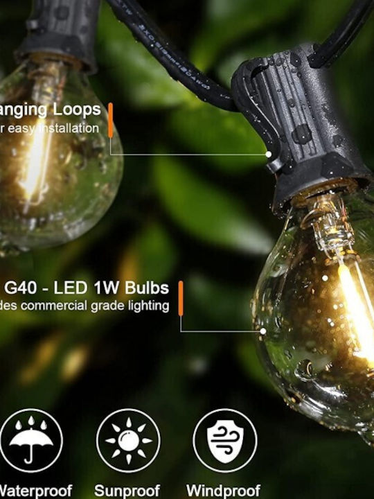 Wasserdichte Lichterkette Beleuchtung LED IP65 5m mit 10 Lampen Warmes Weiß