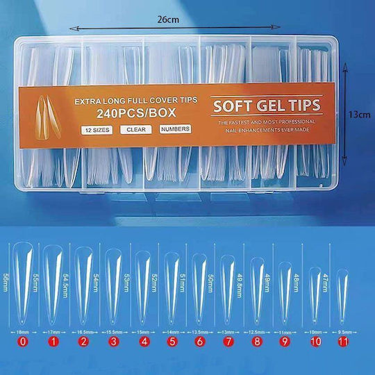 Case Soft False Nail Tips Transparent 240 Pieces 926364-452