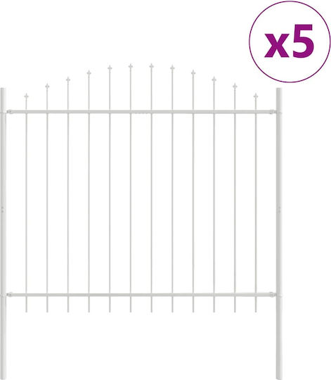 vidaXL Metallic Fence Panel in White Colour 1.7x1.65m 5 Pieces