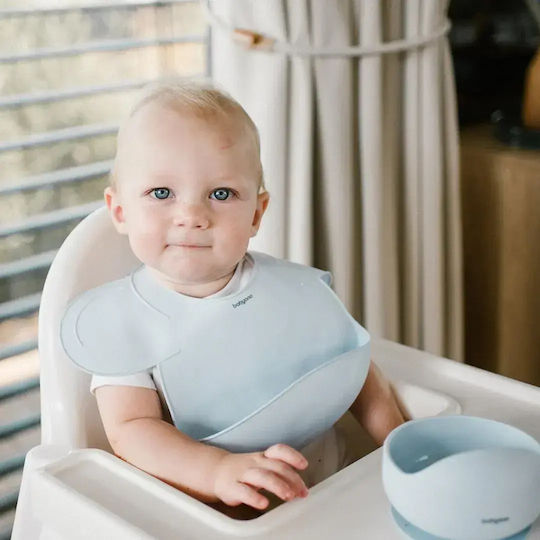 Babyono Αδιάβροχη Σαλιάρα Σιλικόνης με Τσέπη Blue