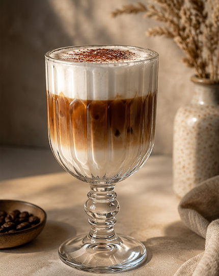 Coffee/Freddo Glasses Set from Glass Brown 335ml OT80446DS35-1 6 Pieces