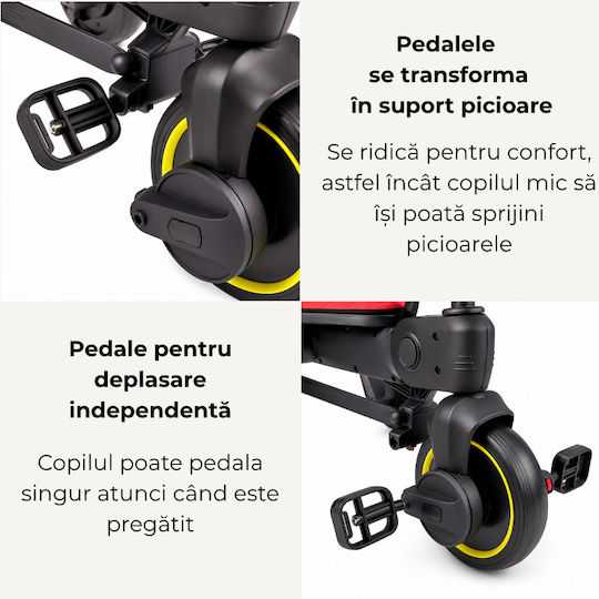 Kidizi Tricicletă Pliabilă și Convertibilă pentru 1.5+ Ani Roșu