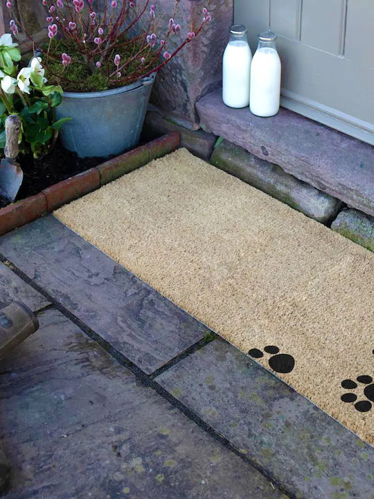Artsy Mats Doormat Made of Coconut Tree with Non-Slip Backing Paw Prints 120x40cm