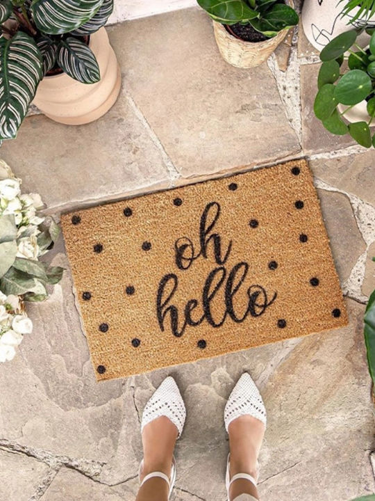 Artsy Mats Doormat Made of Coconut Tree with Non-Slip Backing Oh Hello Spotty 60x40cm
