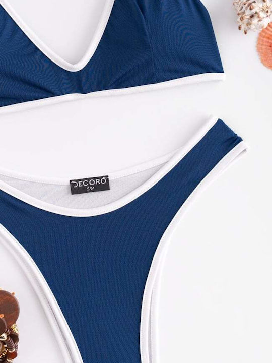 Set Bikini Triunghi Albastru Închis