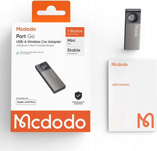 Mcdodo Bluetooth Receiver Adapter To Usb-a Car Audio Transmitter