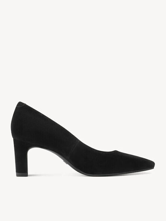 Wildleder Spitze Zehe Pumps mit Mittelhohem Absatz Schwarz