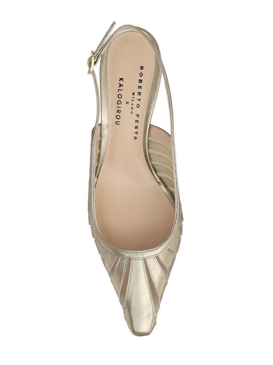 Leder Pumps mit Mittlerem Absatz in Grau