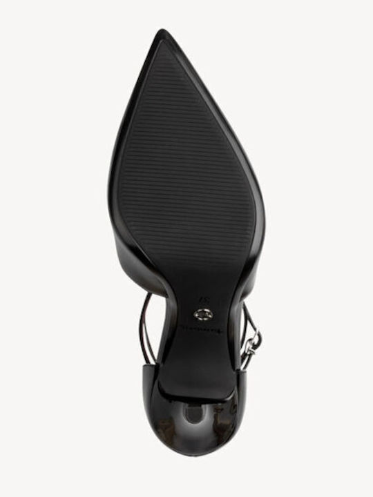 Spitze Zehen Pumps mit Riemen Schwarz