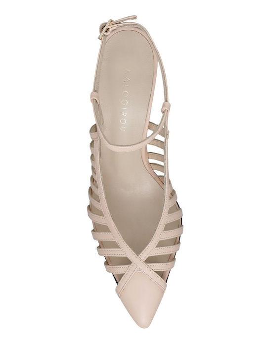 Leather Heels with High Heel Pink TERRA