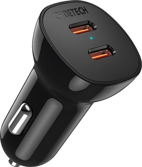 Choetech Choetech Handy-Autoladegerät 40W 3A Schnellladen mit Anschlüssen: 2xUSB-A 2xType-C Schwarz Farbe